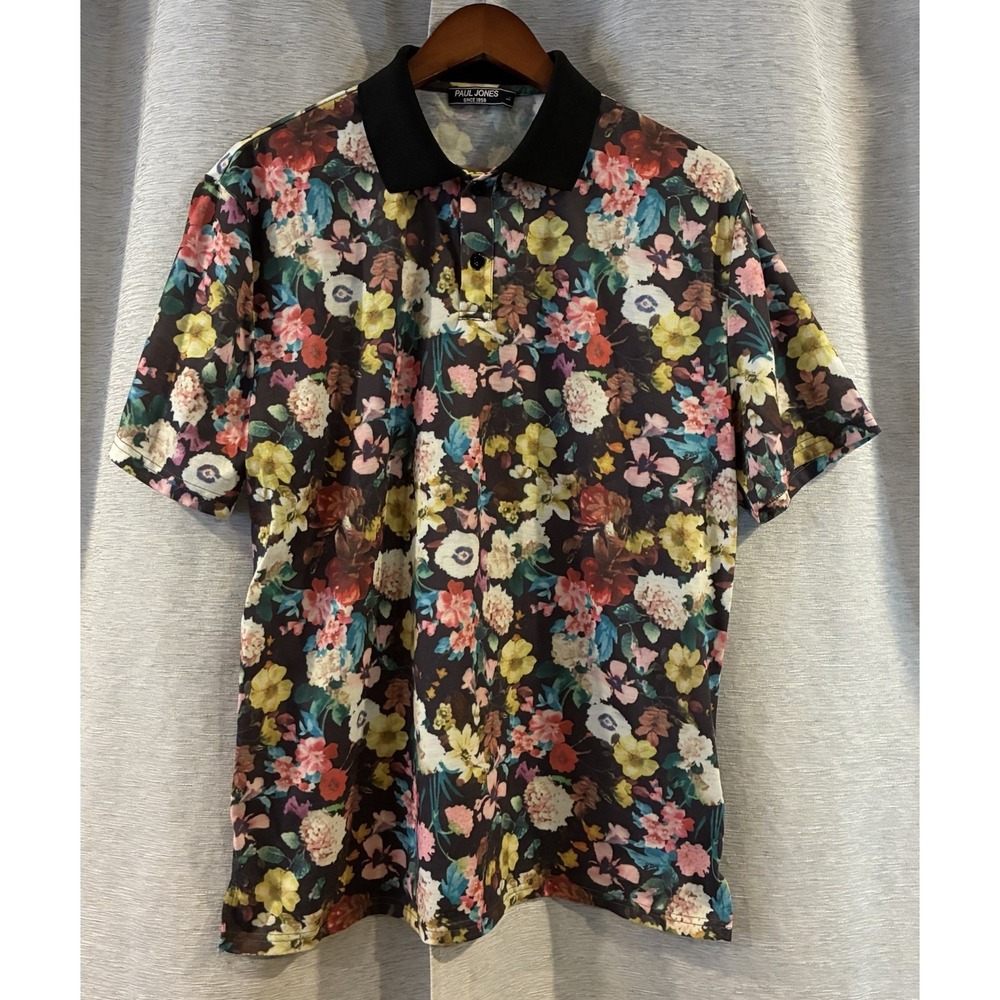 PJ Paul Jones Floral Polo Size Large Beach Preppy